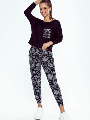 Pidžama s cvjetnim printom Eldar crna