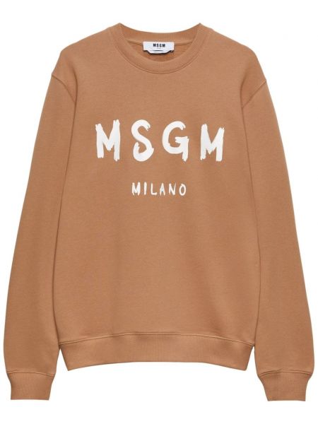 Baskılı pamuklu sweatshirt Msgm kahverengi