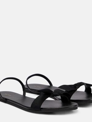 Slingback dabīgās ādas sandales ar banti The Row melns