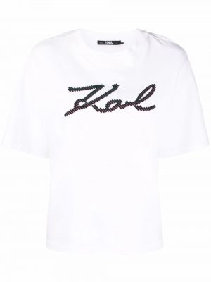 Brodert t-skjorte Karl Lagerfeld hvit