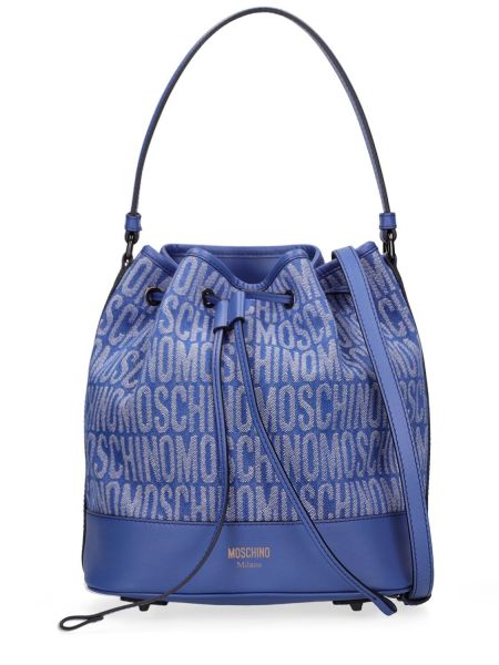 Žakárová nylónová kabelka Moschino modrá