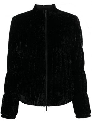 Velurová páperová bunda na zips Emporio Armani čierna