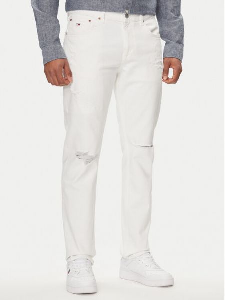 Traperice ravnih nogavica Tommy Jeans bijela