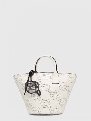 Шкіряна сумка шопер Karl Lagerfeld біла