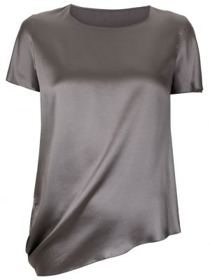Drapované hedvábné tričko Uma | Raquel Davidowicz šedé