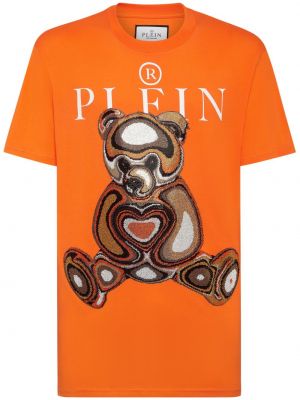 Tricou din bumbac Philipp Plein portocaliu