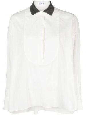 Bluzka bawełniana Brunello Cucinelli biała