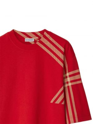 T-shirt en coton à carreaux à imprimé Burberry rouge