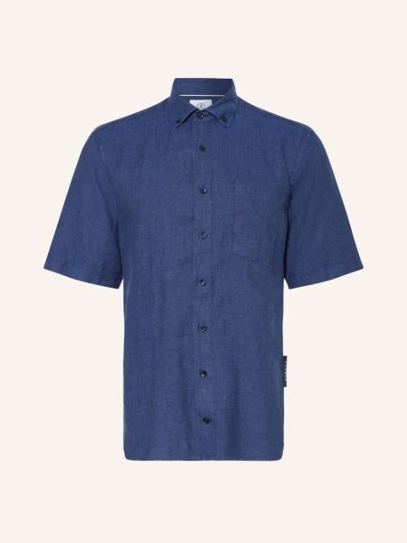 Льняная рубашка с коротким рукавом Bogner синяя