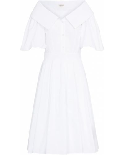 Sukienka midi bawełniana Alexander Mcqueen - biały