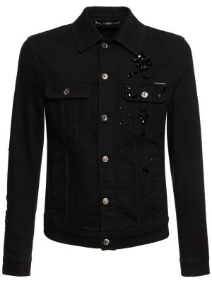 Giacca di jeans con pietre Dolce & Gabbana nero
