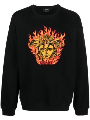 Sweatshirt mit stickerei aus baumwoll Versace schwarz