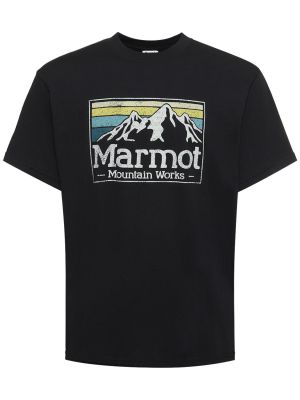 Памучна тениска с принт с градиентным принтом Marmot черно