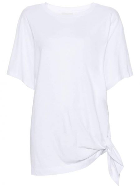 Bombažna majica z draperijo Dries Van Noten bela
