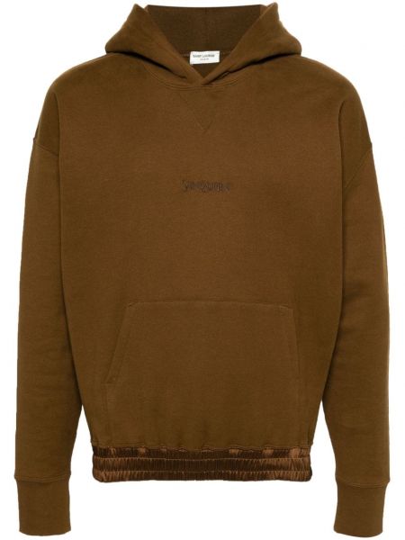 Pamučna dugi sweatshirt s vezom Saint Laurent smeđa
