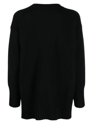 Sweter wełniany z okrągłym dekoltem Lamberto Losani czarny