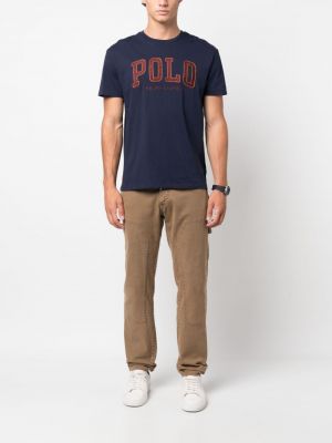 Seiden t-shirt mit stickerei aus baumwoll Polo Ralph Lauren blau
