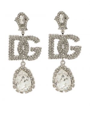 Обеци с кристали Dolce & Gabbana сребристо