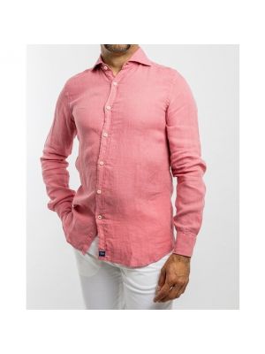 Camisa de lino slim fit Wickett Jones rosa