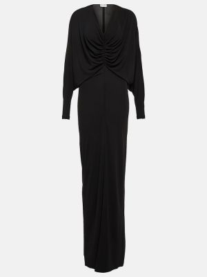 Sukienka długa z dekoltem w serek Saint Laurent czarna