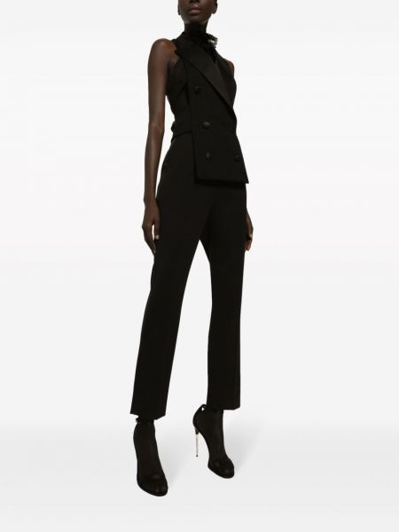 Vlněné rovné kalhoty Dolce & Gabbana černé