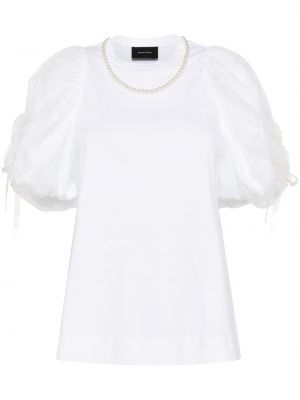 Medvilninis marškinėliai iš tiulio Simone Rocha balta