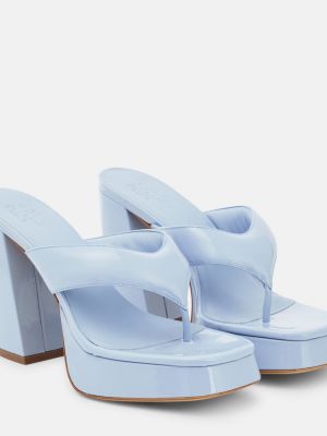Lakoti dabīgās ādas sandales ar platformu Gia Borghini zils