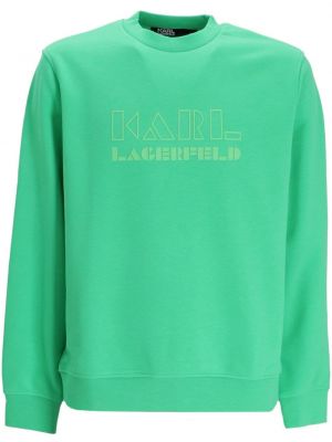 Памучен суитчър с принт Karl Lagerfeld зелено