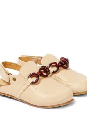 Slingback læder clogs for piger Pepe beige