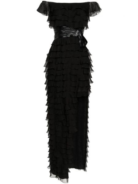 Rovné šaty s volánmi Gemy Maalouf čierna