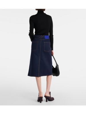 Džínsová sukňa s vysokým pásom Burberry modrá