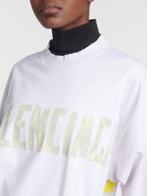 Βαμβακερή βαμβακερή μπλούζα από ζέρσεϋ Balenciaga λευκό