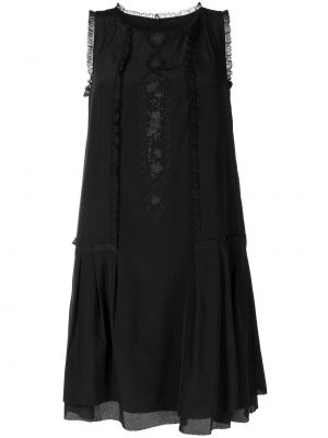 Svilena obleka s čipko Shiatzy Chen črna