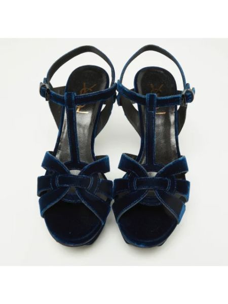Sandalias de terciopelo‏‏‎ retro Yves Saint Laurent Vintage azul