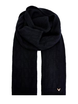 Вязаный шерстяной шарф Valentino Garavani, черный