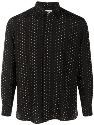 Bodkovaná košeľa s potlačou Saint Laurent čierna