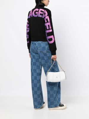 Pullover mit reißverschluss mit print Karl Lagerfeld schwarz