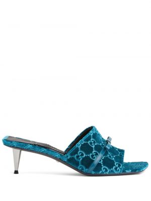 Sandali in velluto Gucci blu