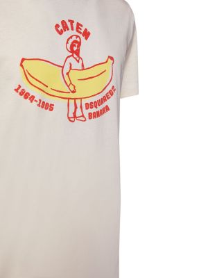 Памучна тениска с принт от джърси Dsquared2 бежово