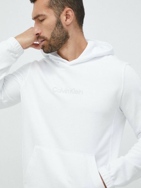 Суичър с качулка Calvin Klein Performance бяло