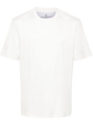 T-shirt en coton col rond Brunello Cucinelli blanc