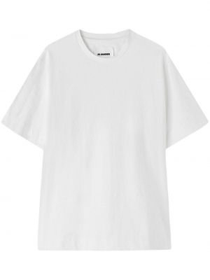 Βαμβακερή μπλούζα με στρογγυλή λαιμόκοψη Jil Sander λευκό