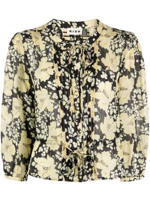 Bluză cu model floral cu imagine din crep Rixo