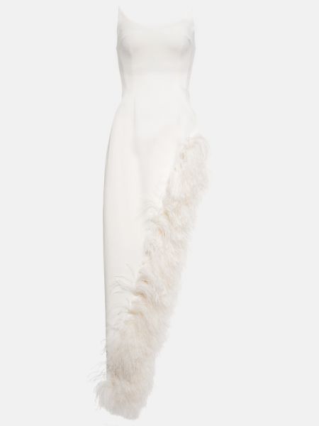 Sukienka długa w piórka David Koma biała