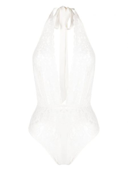 Φλοράλ κορμάκι με δαντέλα Fleur Du Mal λευκό