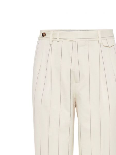 Pruhované vlněné kalhoty Brunello Cucinelli bílé
