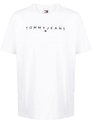 Kokvilnas t-krekls ar izšuvumiem Tommy Jeans balts