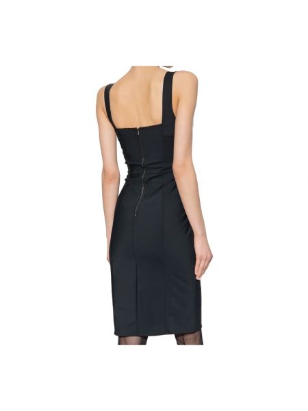 Mini vestido de raso de encaje sin mangas Dolce & Gabbana negro
