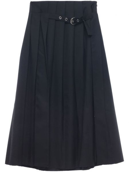 Długa spódnica wełniana plisowana klasyczna Low Classic czarna