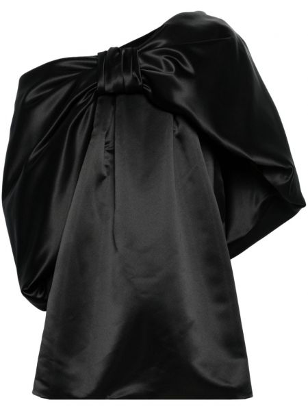 Oversized saténové koktejlkové šaty s mašľou Simone Rocha čierna